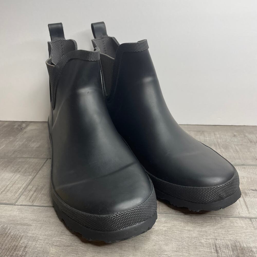 NWT CHAPS Matte Black Rubber Rain Boots AEVA BO RAI Sz 10 Slip On Low Top